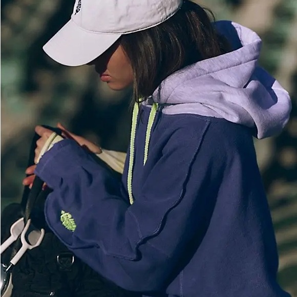 NWT Free People x FP Movement End Game Hoodie in Blue Combo - Picture 7 of 15